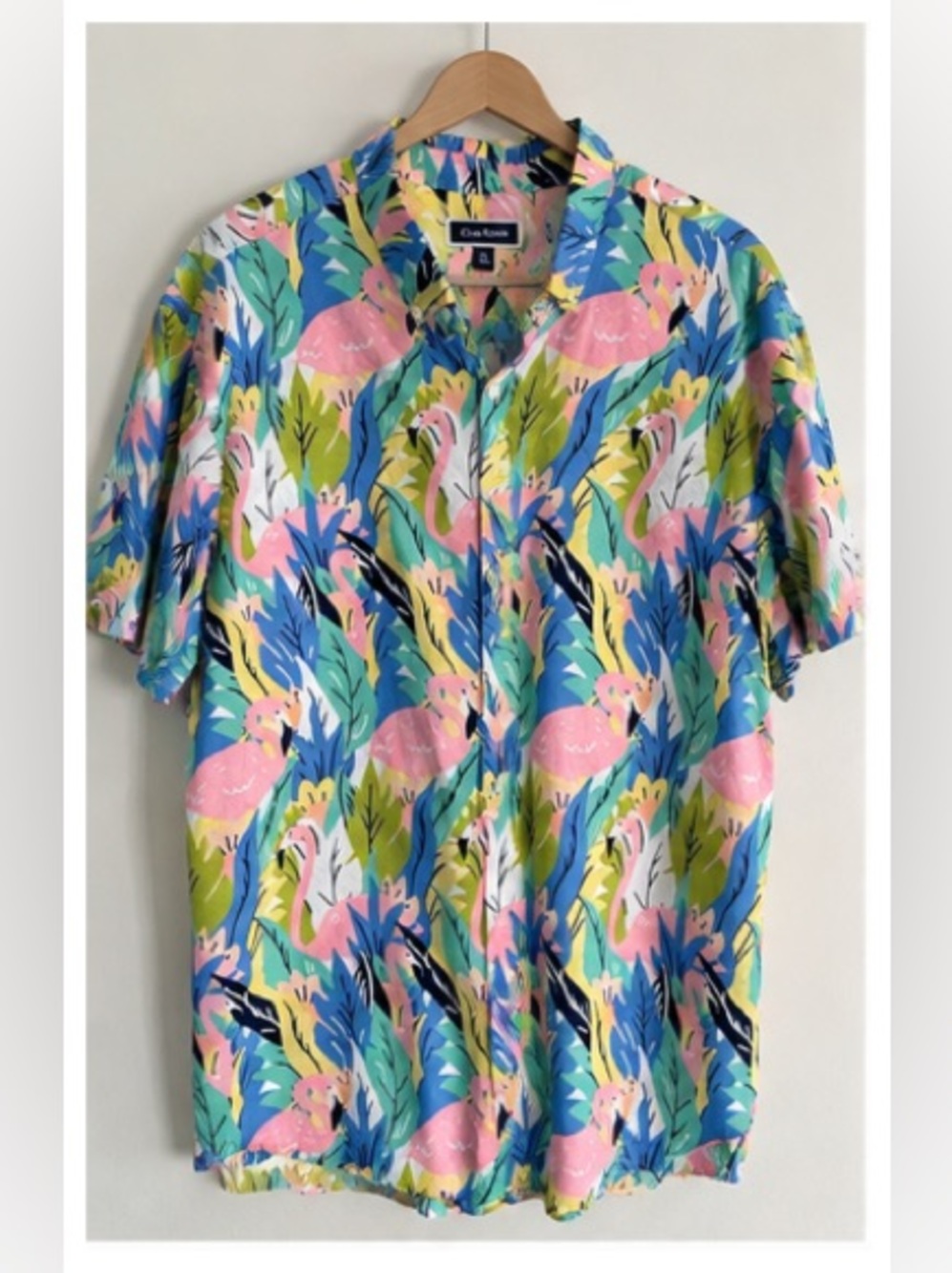 Club Room Men’s XXL Tropical Flamingo Button Down Shirt Hawaiian Resort Vacation